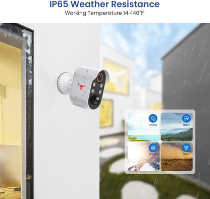 Aiwit 1080p Wireless Security Camera, Indoor/Outdoor Surveillance Bullet Cam, Live View, AI Human Detection, Night Vision, 2-Way Audio, Cloud Storage (4 Spotlights)