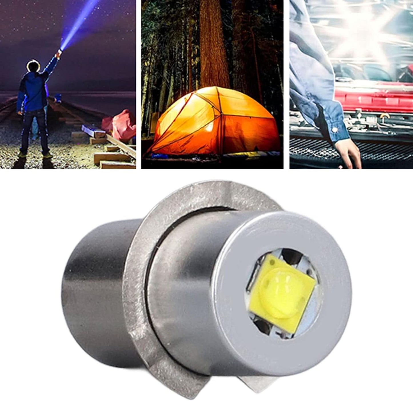 Lampadina per Torcia Lampadina di Ricambio per Torcia Lampadina a Led in Lega di Alluminio Lampadina Ad Alta luminosità Luce Bianca 4.5V 3W Lampadina di Ricambio per Torcia a