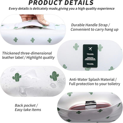 Hanging Toiletry Bag for Travel Cosmetic Makeup Organzier Waterproof Bathroom Shower Bag for Women and Men Cactus (Cactus, 23 * 18.5 * 8.5CM)