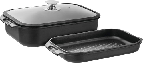 Pyrolux HA+ Induction 3-Piece Double Roaster Set with Silicon Lid 25 cm*39 cm*13.5 cm Black
