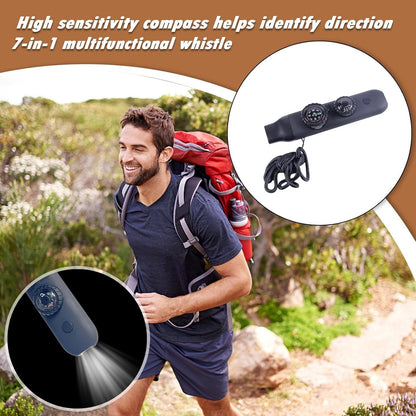 Whistle Outdoor Survival Whistle – Multi Function Loud Safety Whistle with Temperature Gauge and Direction Compass, Gear for Camping, Hiking, Car Travel, Expedition Adventures, for Men