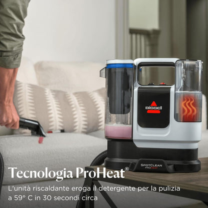 BISSELL SpotClean ProHeat Advanced Carpet and Upholstery Cleaner, Upholstery Washer, 1125W Engine, Triple Stubborn Stain Cleaner, Multi-Surface Compact, Filaire, 3924N
