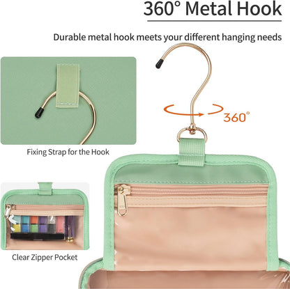 Travel Toiletry Bag with Hook, Hangable Foldable 3-Compartment Organizer, Portable Makeup Pouch with Handle, Spacious Travel Bag for Toiletries and, 1 Piece, Single Attribute, Se rÃ©fÃ©rer au
