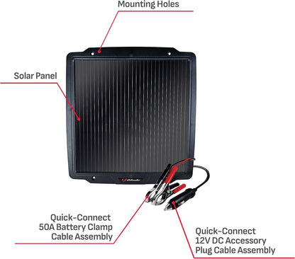 Schumacher SP-400 Solar Battery Charger and Maintainer - 4.8 Watt, 12V - For Cars, Boats, Motorcycles, Snowmobiles, Trucks, RVs , Black