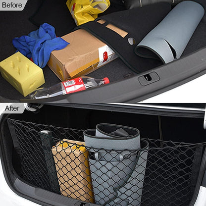 Car Rear Cargo Net, Heavy Duty Cargo Net Stretchable, Adjustable Elastic Storage Organizer Net, Trunk Cargo Storage Net with Hooks, Universal Fit for Car, Vehicle, SUV (35.4"x15.8")