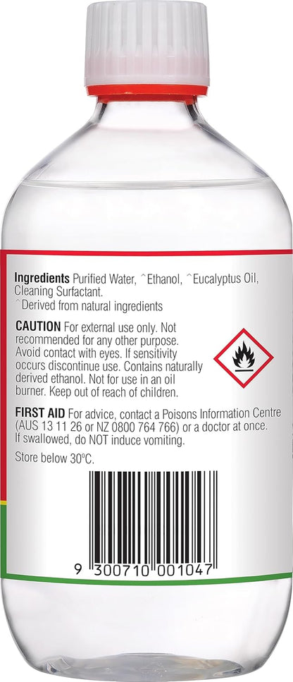 Bosisto's Eucalyptus Solution 500mL | with 100% Natural Eucalyptus Oil, Essential Oils, Dissolves Easily in Water, Natural Cleaning, Deodorising, Australian Made & Owned
