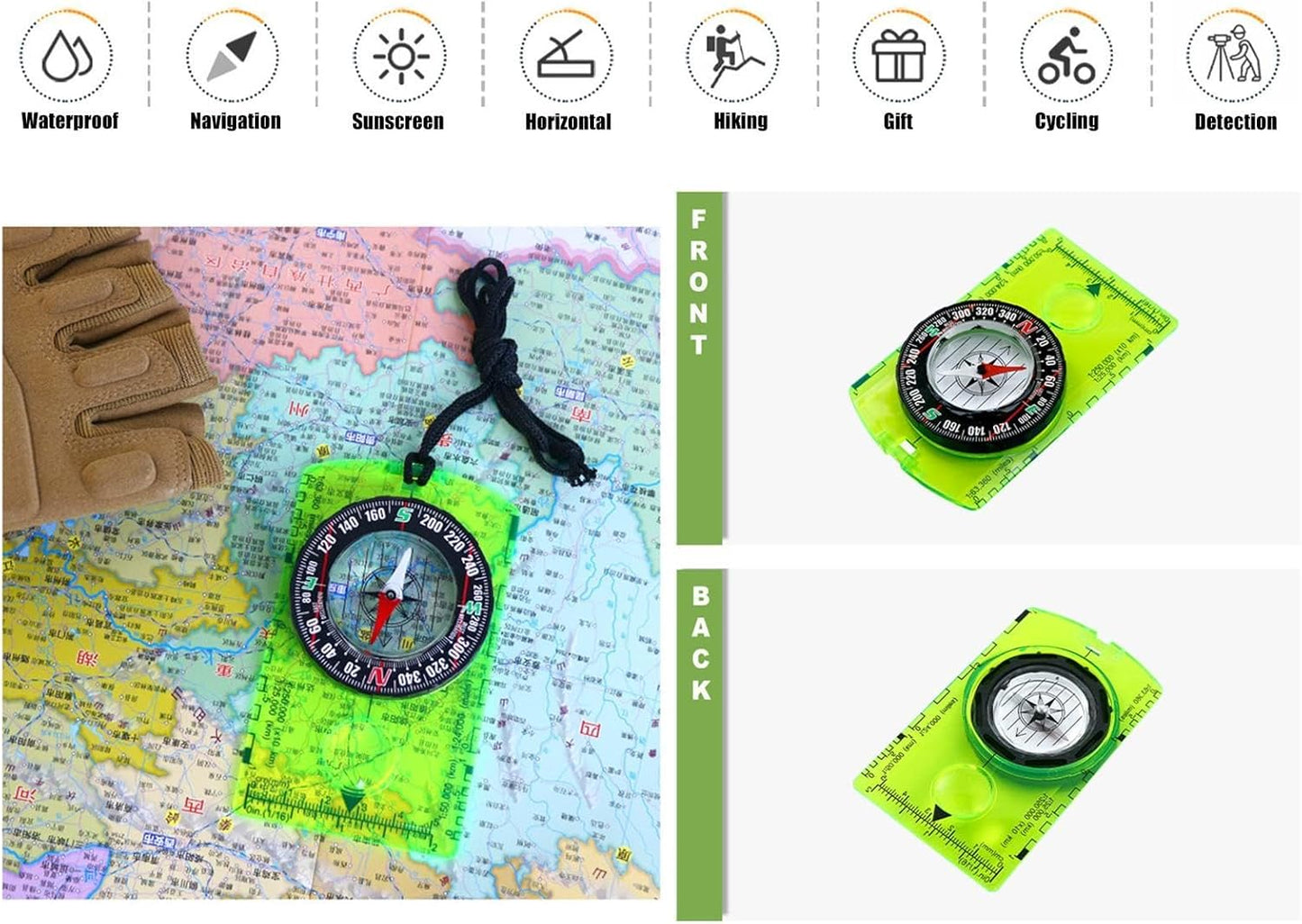 Lightweight Compass for Hiking | Precise Orienteering Compass for Outdoor | User Friendly Camping Gear, Lightweight Travel Supplies for Survival
