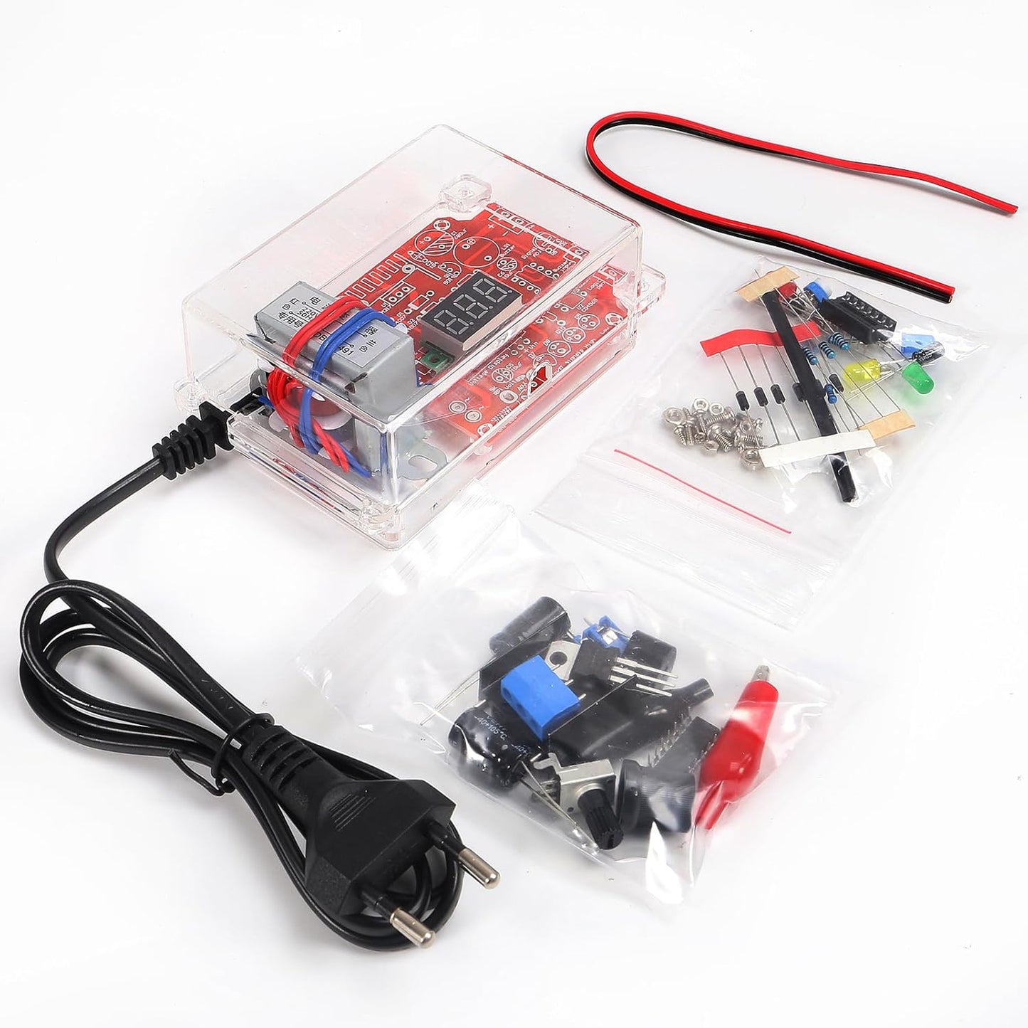 LM317 DIY Kit Adjustable Voltage 220V to 1.25V-12.5V Step-Down Adapter PCB Module Electronic Kit