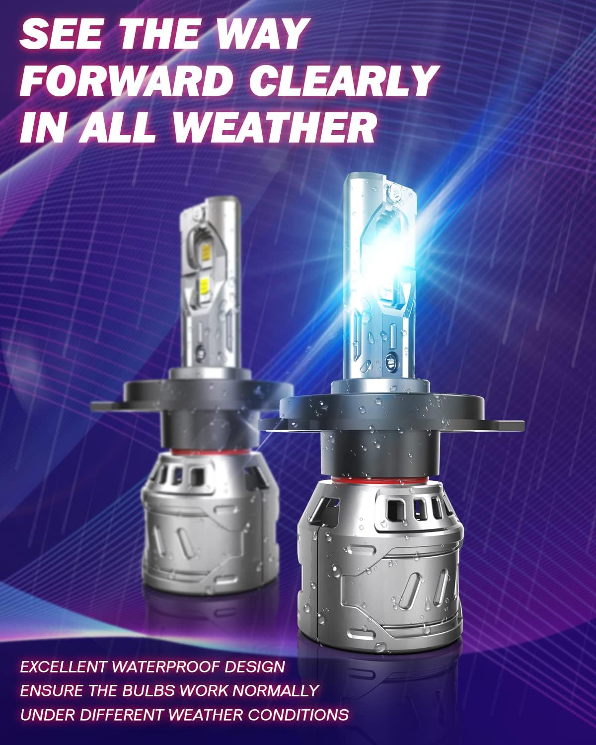 OUSHI H4 LED Bulbs, HB2 Hi/Lo LED Headlight Bulb H4 14000LM 70W 6000K Xenon White, Waterproof for Car Headlight Bulb Replacement (2 Pieces)
