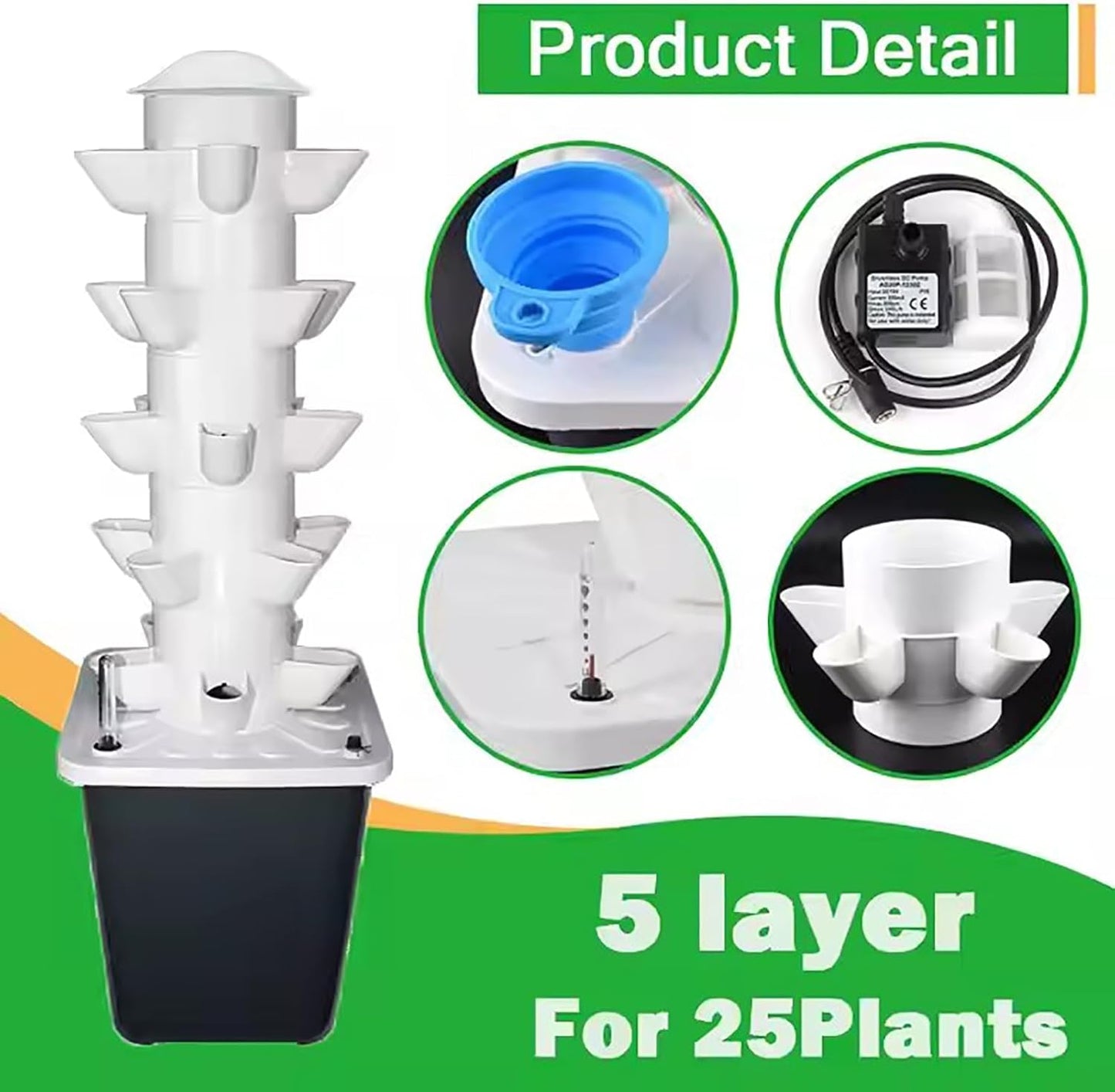 FXNFXLA Torre idroponica 2025, Kit per Sistema di Coltivazione idroponica Verticale con Pompa dell'Acqua, Timer, irrigazione Intelligente, per Erbe aromatiche, Frutta e Verdura