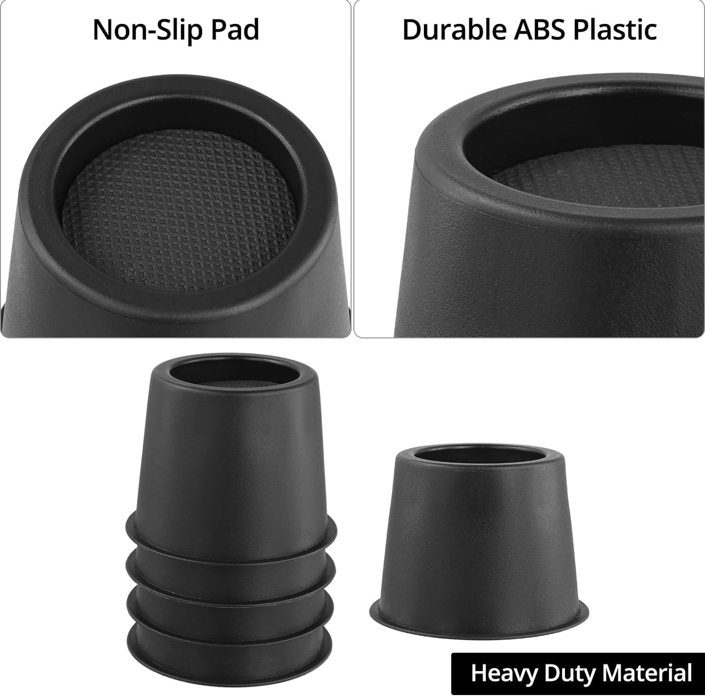 QWORK® 4 Pcs 4" Round Bed Risers Heavy Duty Round Furniture Risers Up to 2200lbs for Sofa Bed Desk Chair Refrigerator