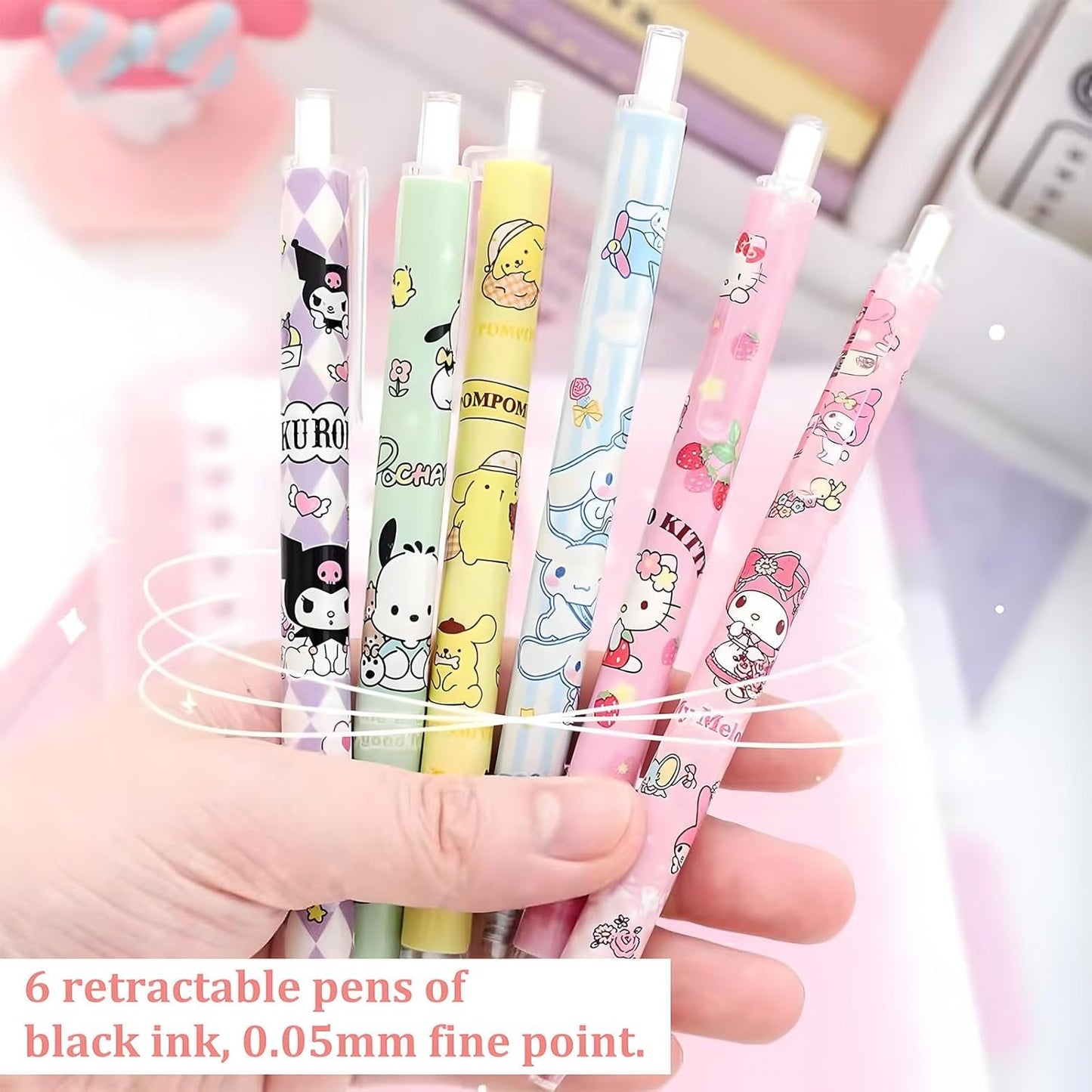 Melody School Supplies Set, Kawaii Cute Stationery Gift Set Including Gel Pens, Notebook,Pen Case,Stickers,Pins Badge,Lanyard,Sticky Note,Bookmark, Perfect Easter Birthday School Season Gifts for Kids