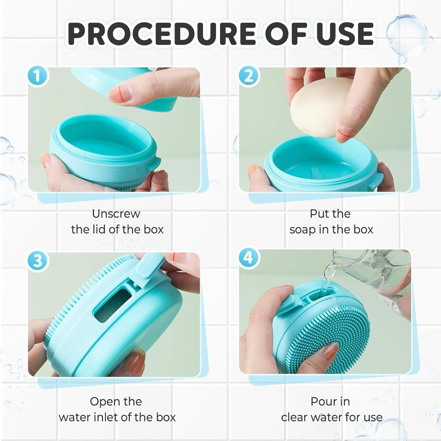 Silicone Body Scrubber, Portable Shower Brush, Lightweight 2 in 1 Tool, Soap Dispenser Built-In, Skin Care Accessory for Daily Cleansing, Spa, Travel, Bath, Blue, Pink, 1 Piece
