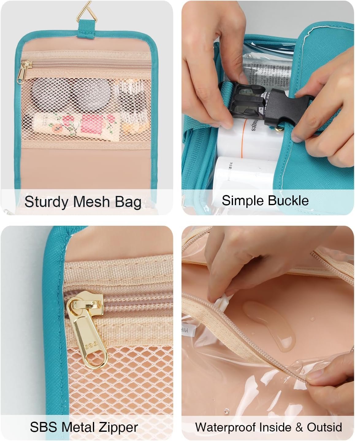 Relavel Travel Toiletry Bag for men women with Detachable TSA Approved Toiletry Bag, Compact Hanging toiletry bag with Small Carry On 3-1-1 Clear Waterproof Travel Bags for Toiletries, D-Blue, A Small