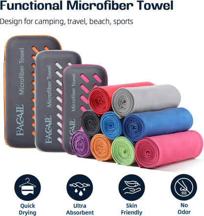 BAGAIL Camping Towel with EVA Case, Compact & Ultra Soft Microfiber Travel Towel - Super Absorbent & Lightweight Quick Dry Towels for Sports, Beach, Gym, Backpacking, Hiking and Yoga - Lake Blue, XXXL