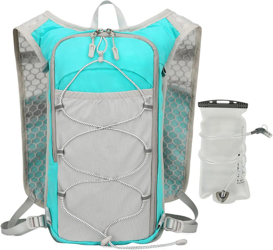 Running Hydration Pack, Reflective Lightweight Vest, 15.75x8.66x3.15 Inches Breathable Sports Bag, 1.5L Water Bladder Carrier, Outdoor Workout Gear for Women Camping Riding Travel