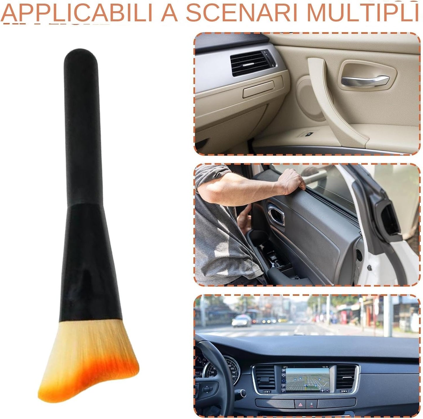 Car Dust Brush, Soft Detailing Brush, Dash and Interior Crevice Cleaner, Air Vent Scrubber, Multi-Purpose Vehicle Cleaning Tool, Made of Pp Fluff Material, 1.77in/6.3in