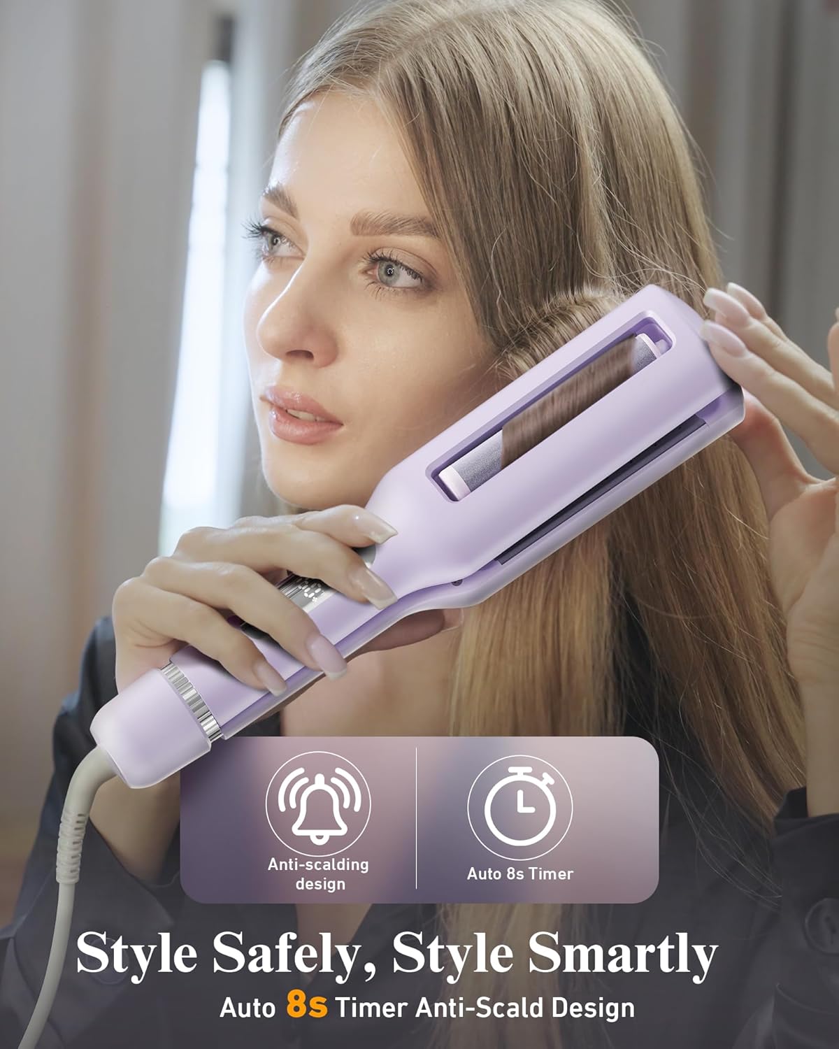 Upgraded 4 in 1 Curling Iron Hair Crimper Waver - KAUGIC Flexwave Curling Wand with ColdCrafted CurlLock Tech, Ionic Deep Waver Hair Curler Tool, Anti-Scald, Easy to Use