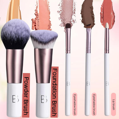 BS-MALL Travel Makeup Brushes Premium Synthetic Foundation Powder Concealers Eye Shadows 5 PCS with Storage Bag