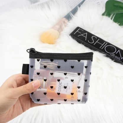 Mini Mesh Bags with Zipper, 4 Pieces, Small Clutch Make Up Transparent Cosmetic Bag for Girls Organization Toiletries Travel (Black/Purple/Blue/Pink), ['Black', 'Lila', 'Blue', 'Pink']
