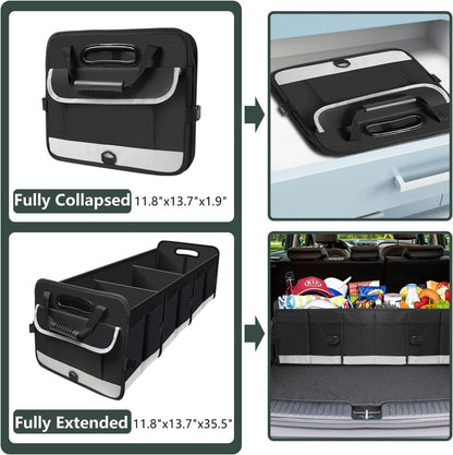 AOPHY Trunk Organizer for Car, 95L Large Capacity Storage with Non-Slip Bottom Strips and 2 Retractable Straps, Cargo Organizer for Suv, Truck, Sedan, Waterproof Portable Car Organizers for Women Men