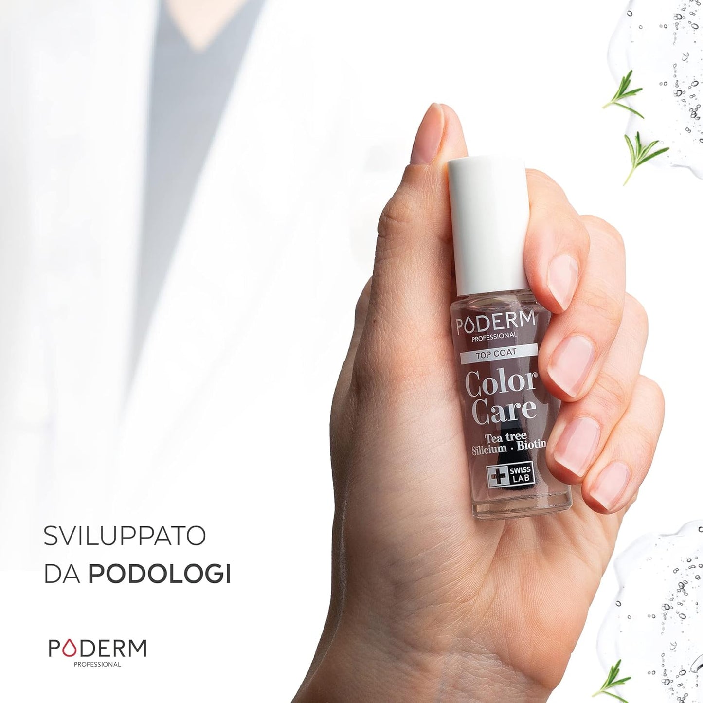 PODERM - NAIL MYCOSIS | TEA TREE Coloured Nail Polish | Prevention and Treatment of Yellow/Damaged Nails by Mycosis | Treatment and Colour | Hands/Feet | Swiss Made