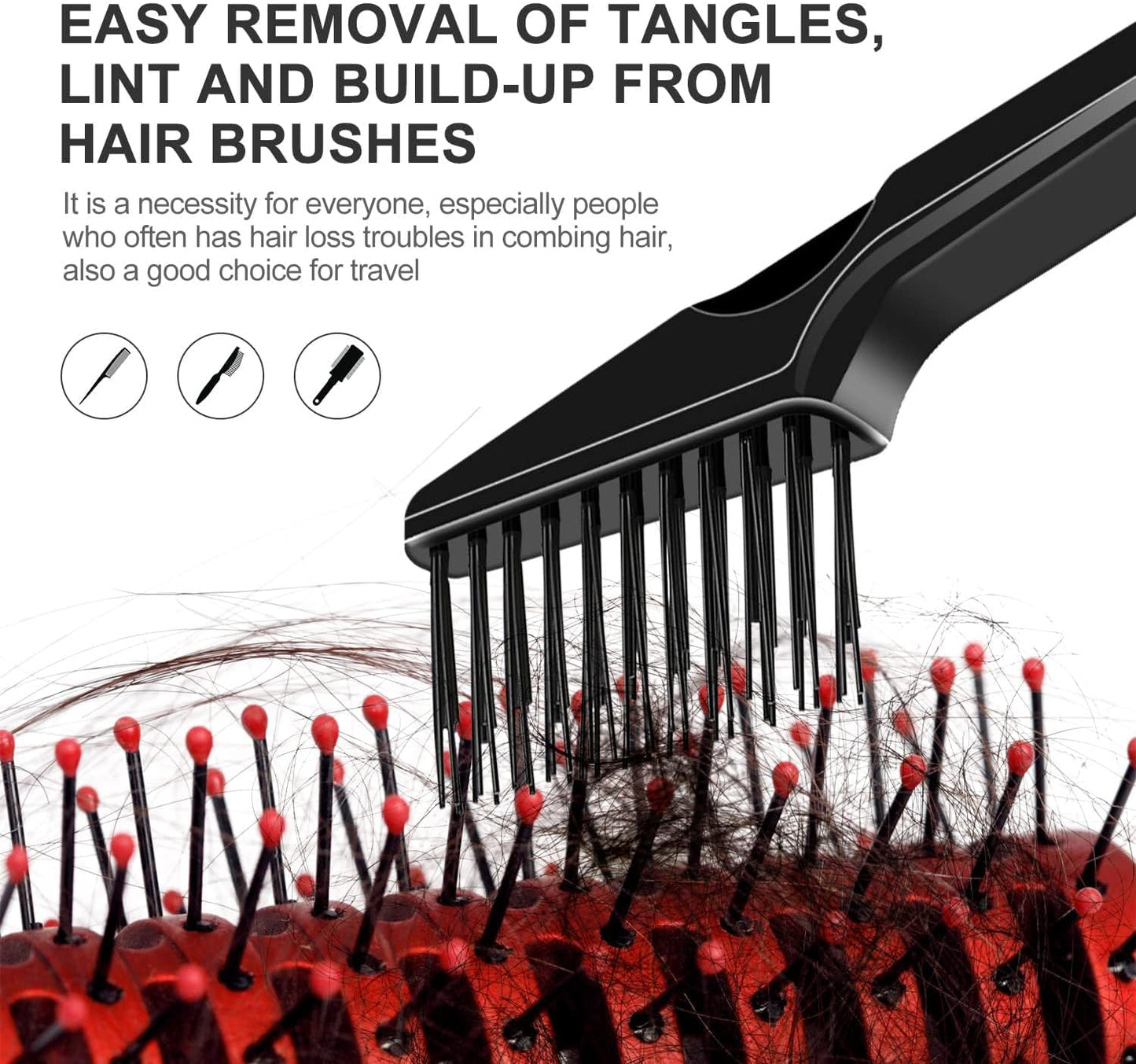 2 Combs Cleaning Tools, Clean Comb Brush Cleaning Comb, Hair Rake Tool Comb Cleaning Brush Hair Dust Removal Brush