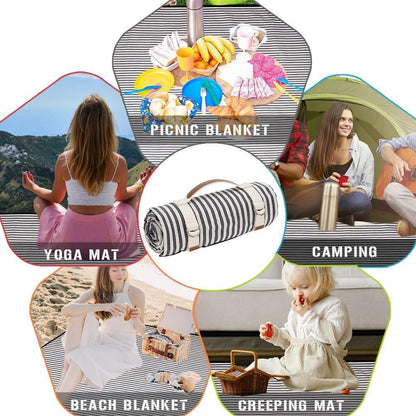TARODEA Waterproof Picnic Blanket Portable with Carry Strap for Beach Mat or Family Outdoor Camping Party (Nave Blue, 200 X 200 cm)