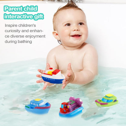 Boat Bath Toys, Swimming Water Plaything Set, 6 pezzi Toddler Bathing Supplies for Boys, Girls, Pool Entertainment Tool, Play Accessory 11.7 inch