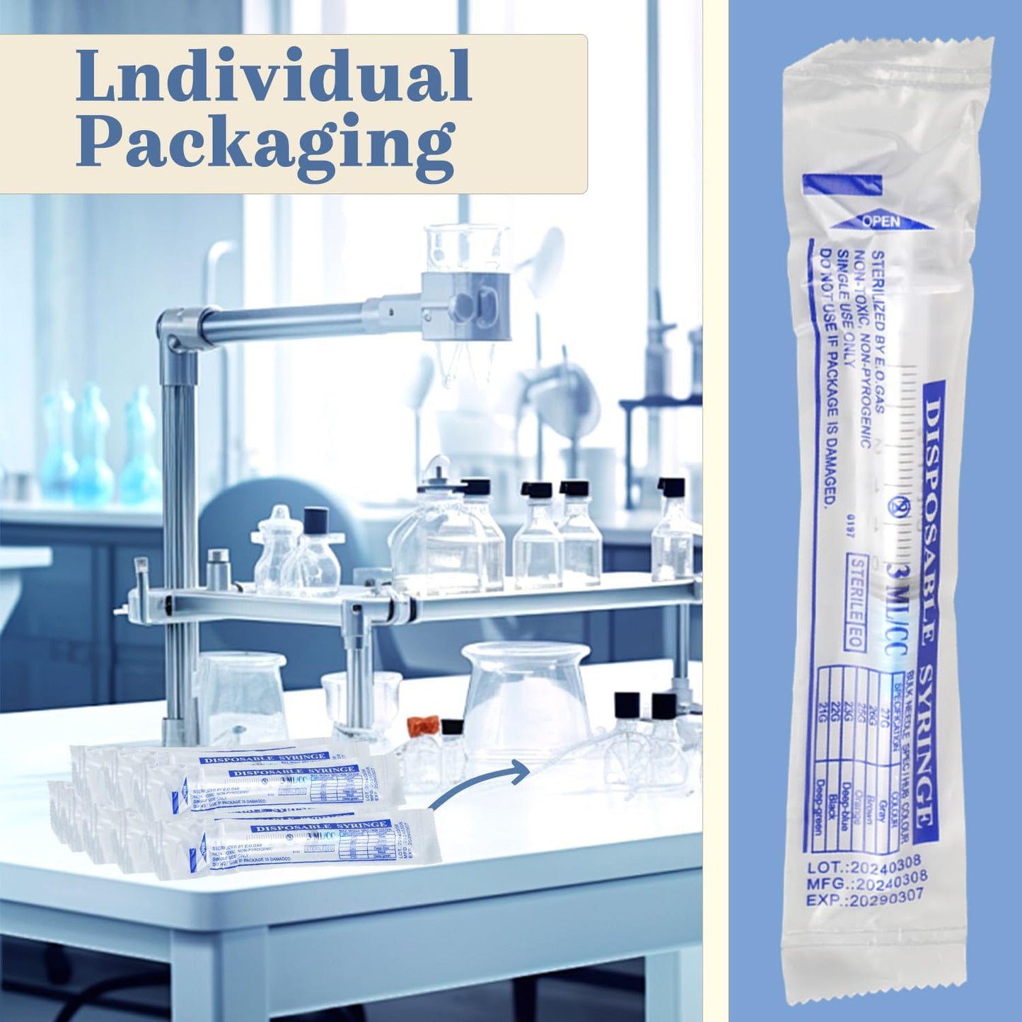 25Pack 3ml with 23 G Individual Package Suitable for Industrial, Scientific, Measuring, Watering, Pet Feeding, Oil or Glue Applicator