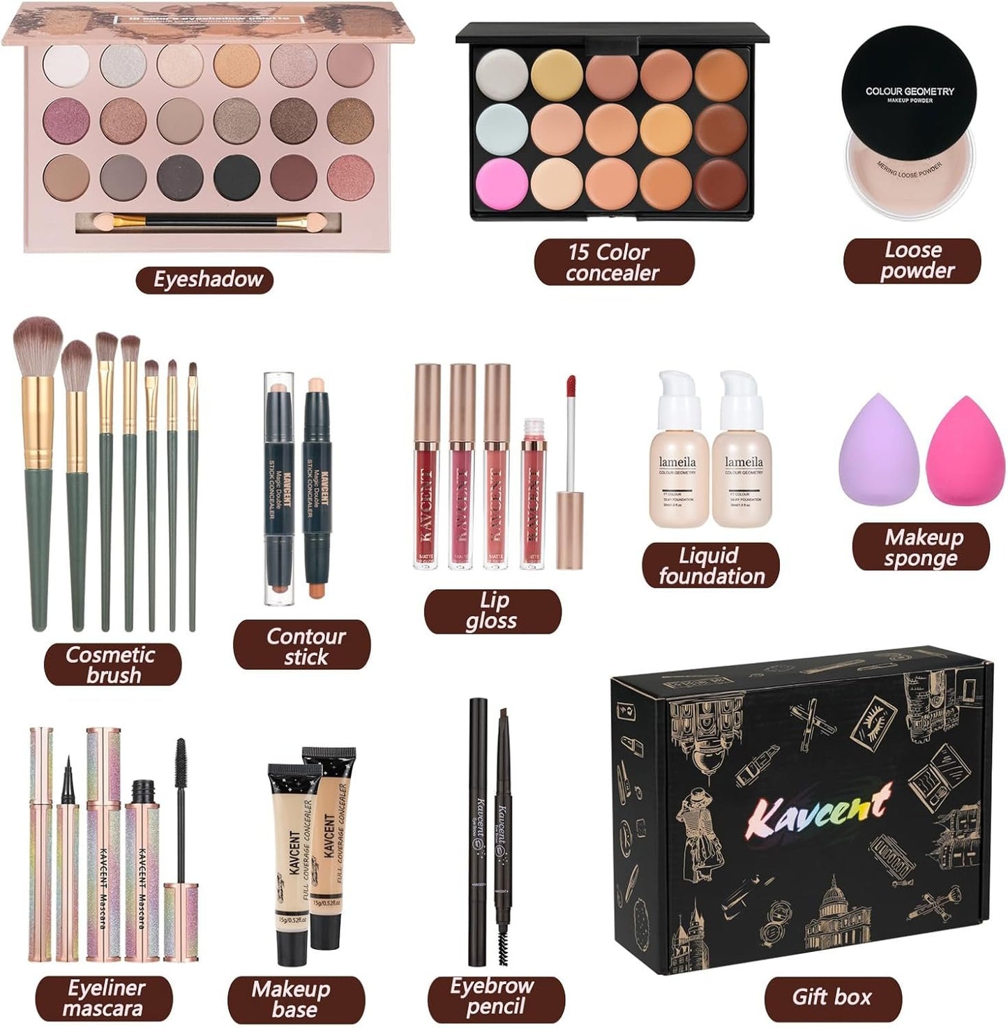 Makeup Kits Makeup Kit for Women Full Kit Makeup Sets for Teens Makeup Gift Set for Women Eyeshadow Palette Lip Gloss Foundation Concealer Mascara Make up Kit