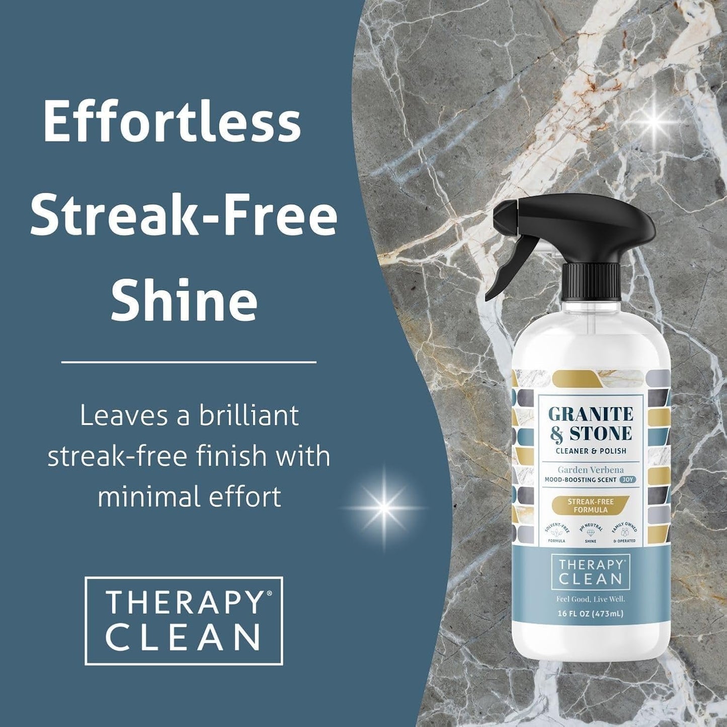Therapy Clean Home Essentials Bundle - Cleaning Supplies Bundle Kit New Home - House Cleaning Kit - Household Gift Set - Stainless, Granite, Bathroom and Wood with Microfiber Cloths