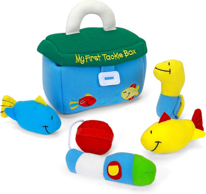 Baby GUND Play Soft Collection, My First Tackle Box 5-Piece Plush Playset with Rattle, Squeaker and Crinkle Plush Toys, Sensory Toy for Babies and Newborns, 8”