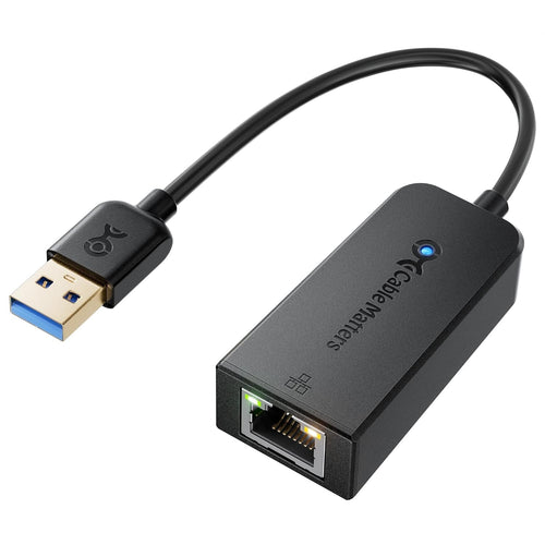 Cable Matters USB to Ethernet Adapter (USB 3.0 to Ethernet) Supporting 10/100/1000 Mbps Ethernet Network in Black, Wired LAN Converter Compatible with MacBook Windows macOS Chrome OS