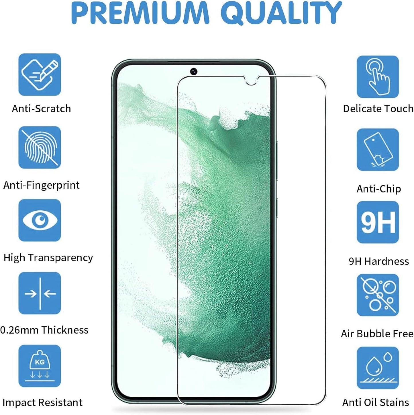 [3+3 Pack] for Samsung Galaxy S22 Plus 5g glass Screen Protector, 9H Tempered glass, Ultrasonic Fingerprint Support, Case Friendly HD Clear Scratch Resistant