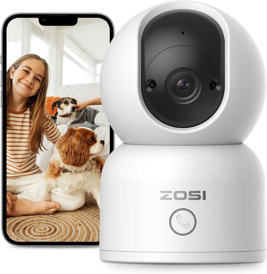 ZOSI C518 2K Pan/Tilt Smart Security Camera Indoor,360 Degree Baby and Pet Monitor,2.4G/5G Dual-Band WiFi Home Cam with Phone App,Cloud & SD Card Storage,Night Vision,2 Way Audio,Person Detection
