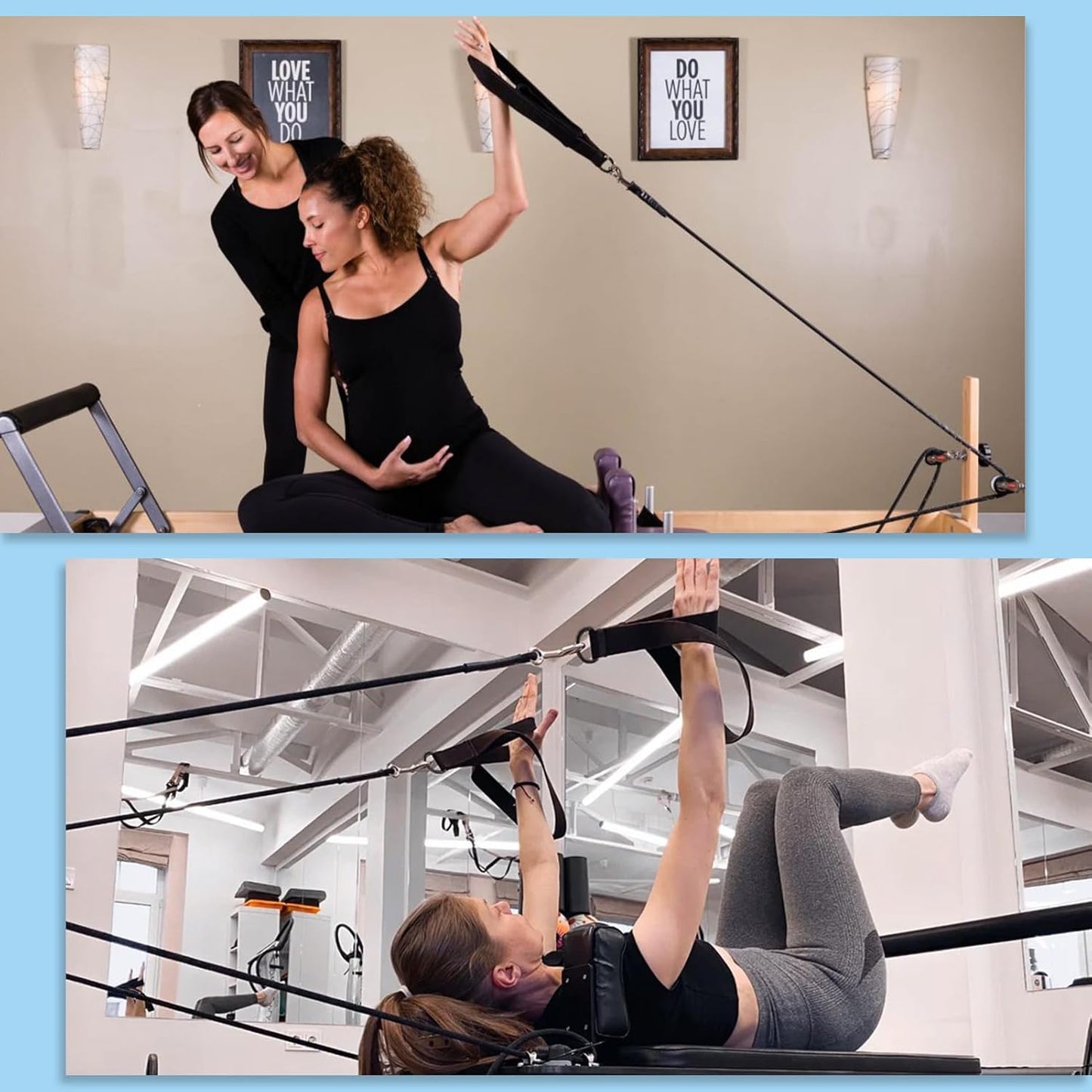 NVAAV 2PCS Pilates Double Loop Straps for Reformer Feet - Fitness and Yoga Equipment - D-Ring Exercise Straps for Gym and Home Workouts