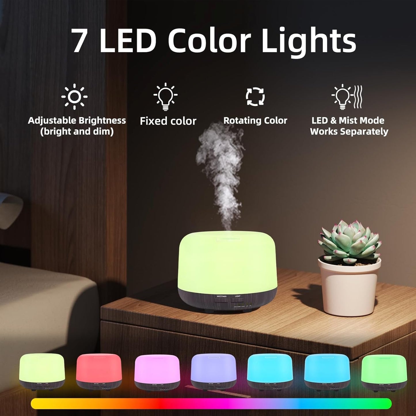 SPLITSKY 300ML Essential Oil Diffuser, Electric Ultrasonic Aromatherapy Air Humidifier vaporiser, Aroma Diffuser with Remote Control 7 LED Light Colors Waterless Auto-Off.