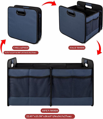 Vogano Trunk Organizer for Car,Collapsible Multi-Compartment Car Organizers Foldable 600D Oxford Polyester for SUV,Automotive (blue)