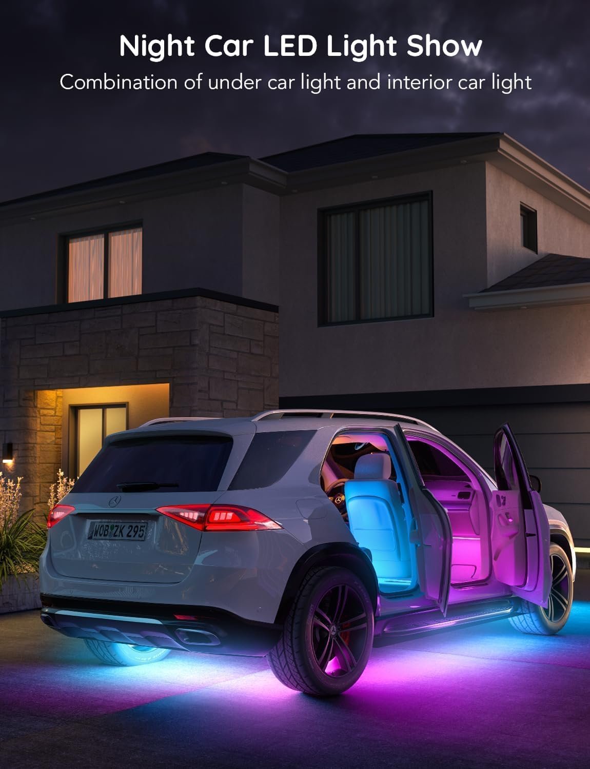 Govee RGBIC Car LED Strip Lights, Smart Interior Car Lights with 4 Music Modes, 30 Scene Options and 16 Million Colors, APP Control Car LED Lights, 2 Lines Design Car Lights for Cars, SUVs, DC 12V