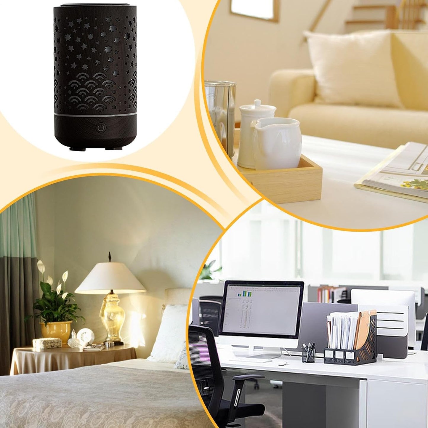 Oil Diffuser, Small Aroma umidificatore, 4-in-1 Multifunctional Design, Automatic Mist Fragrance Control, 7.01x3.94x3.94 pollici, Compact Ideal for Hotel, Kitchen, and Workplace Use