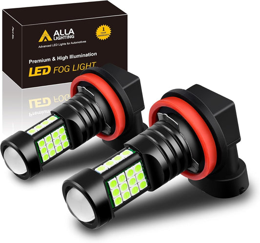 Alla Lighting H8 H11 LED Bulbs, Fog Lights or DRL Lamps Replacement 8000K Ice Blue 12V H11LL H8LL H16 for Cars, Trucks, Xtreme Super Bright 3030 36-SMD 12V Upgrade