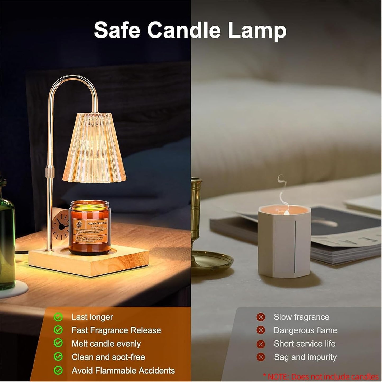 TOJUNE Dimmable Candle Warmer Light, Timer Electronic Wax Melting Lamp, Lantern Height Adjustable for Jar Scented, Home Decor, Yoga, Aromatherapy Gift with 2 Bulbs, AU Socket 220V (Amber)