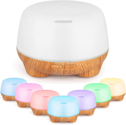 SK Depot Essential Oil Diffuser 500ml Ultrasound Aromatherapy Diffusers Remote Control Air Quiet Diffuser Aroma Diffusers Humidifier 7 Colors of Lights and for Bedroom Yoga Spa (Light Wood)