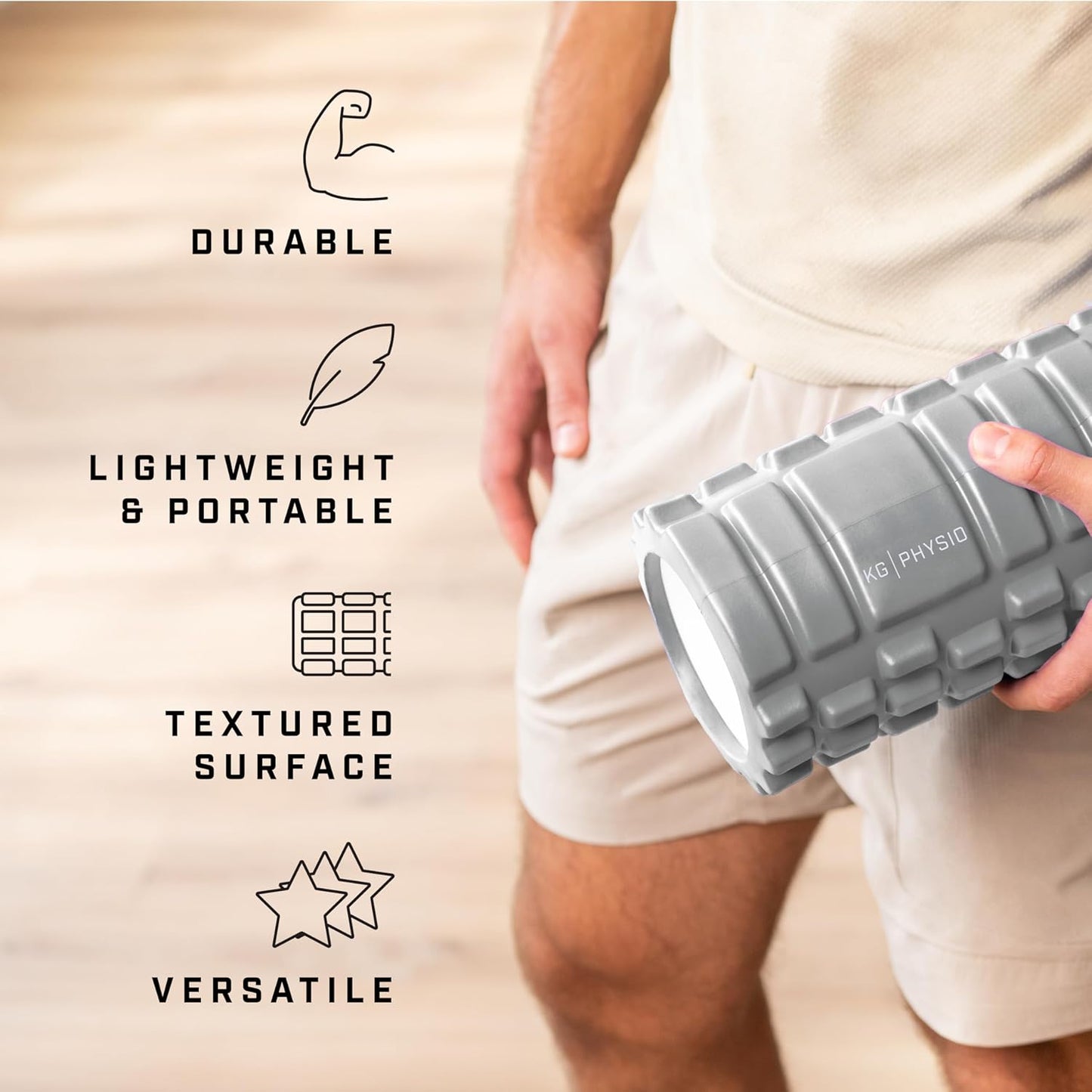 KG Physio - Foam Roller and Massage Roller for Legs, Back and Arms, Ultra Lightweight, Essential for Deep Tension Release 13" x 5"