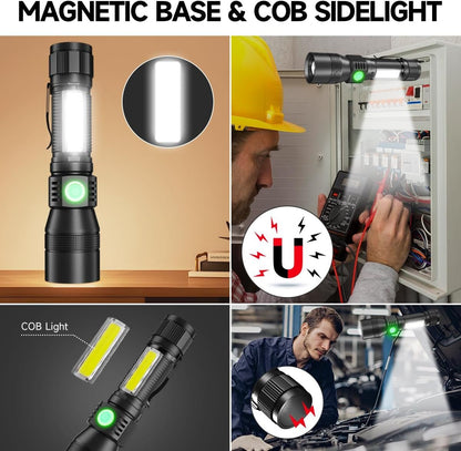 Black Light UV Flashlight, 3-in-1 Magnetic Rechargeable Flashlight, High Lumens Zoomable Beam LED Flash Light, 7 Modes Waterproof Tactical Flashlight for Emergencies, Camping, Pet Urine Detection