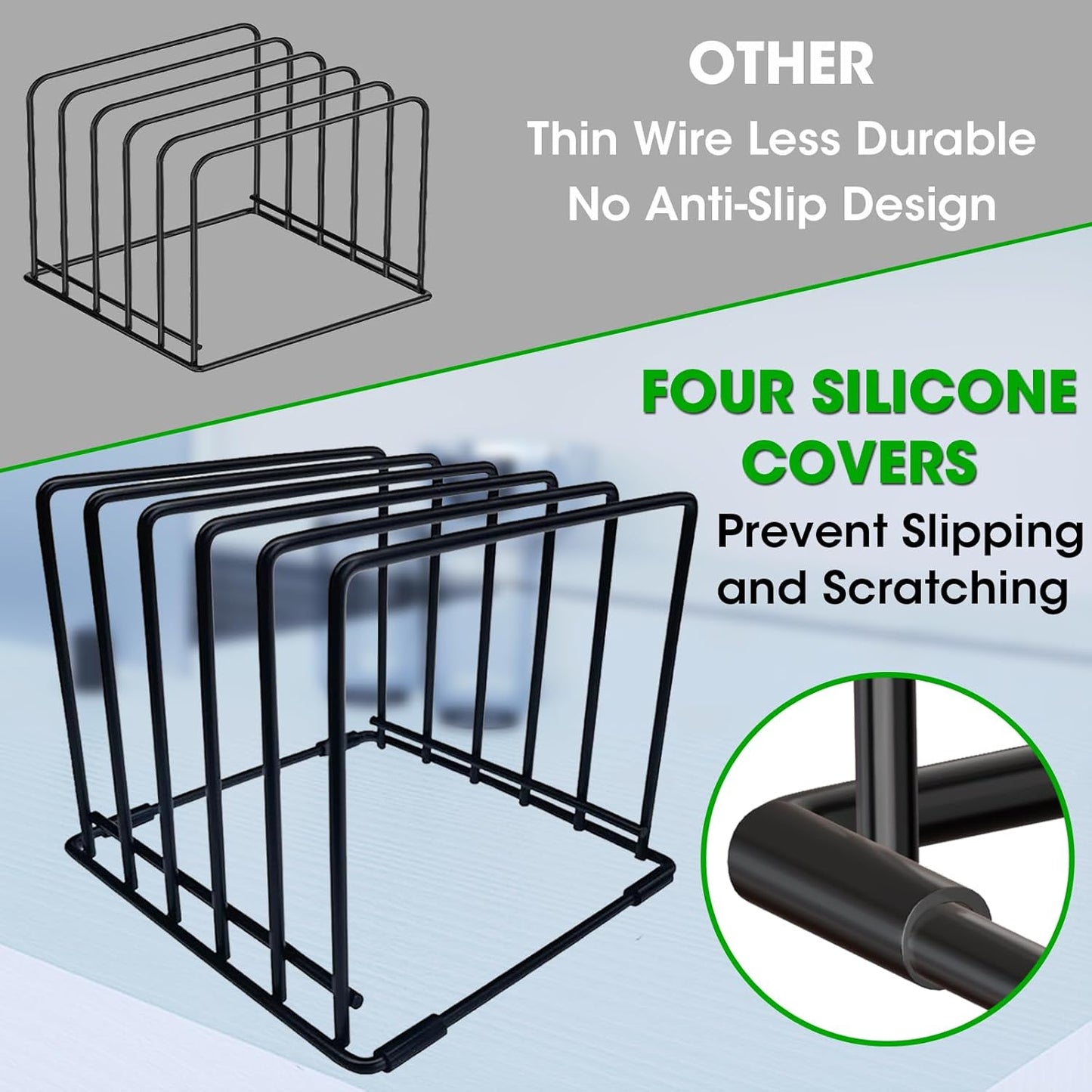 5-Tier Cutting Board Organizer Rack, Kitchen Storage & Organization Accessories for Cutting Boards, Baking Sheets, Trays, Space-Saving Kitchen Cabinet & Pantry Organizer, Rust-Resistant Metal