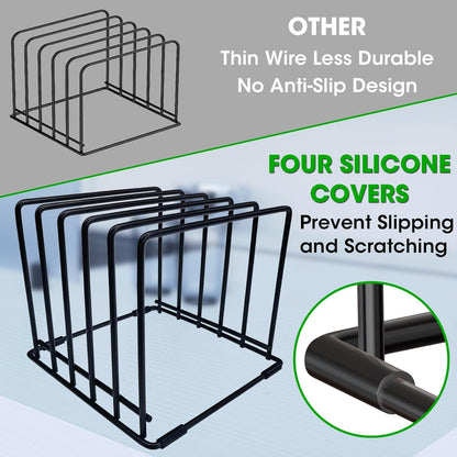 5-Tier Cutting Board Organizer Rack, Kitchen Storage & Organization Accessories for Cutting Boards, Baking Sheets, Trays, Space-Saving Kitchen Cabinet & Pantry Organizer, Rust-Resistant Metal