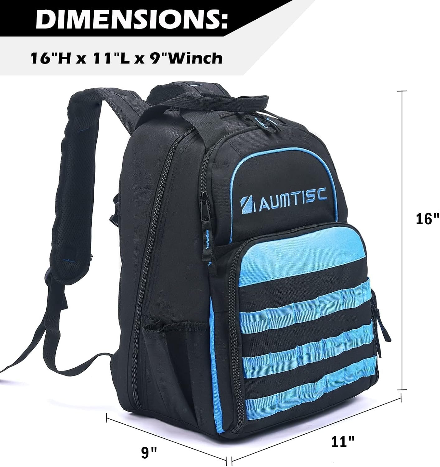 AUMTISC Tool Backpack Heavy Duty for Electrician Backpack Tools Bag with Multi Pocket Organizer for Jobsite Construction HVAC Techs Work Backpack