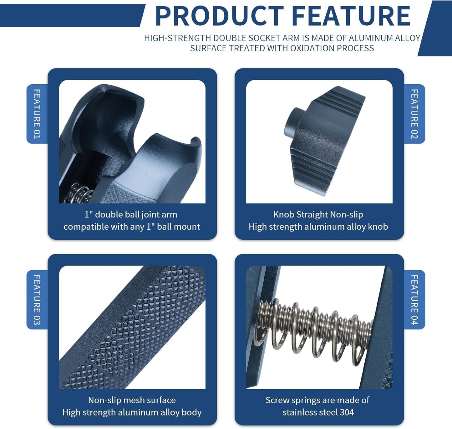 iHYTOON Double Soket Arm Aluminum Alloy Compatible with RAM Mounts B Size 1 inch Ball Adapter (90mm Arm)